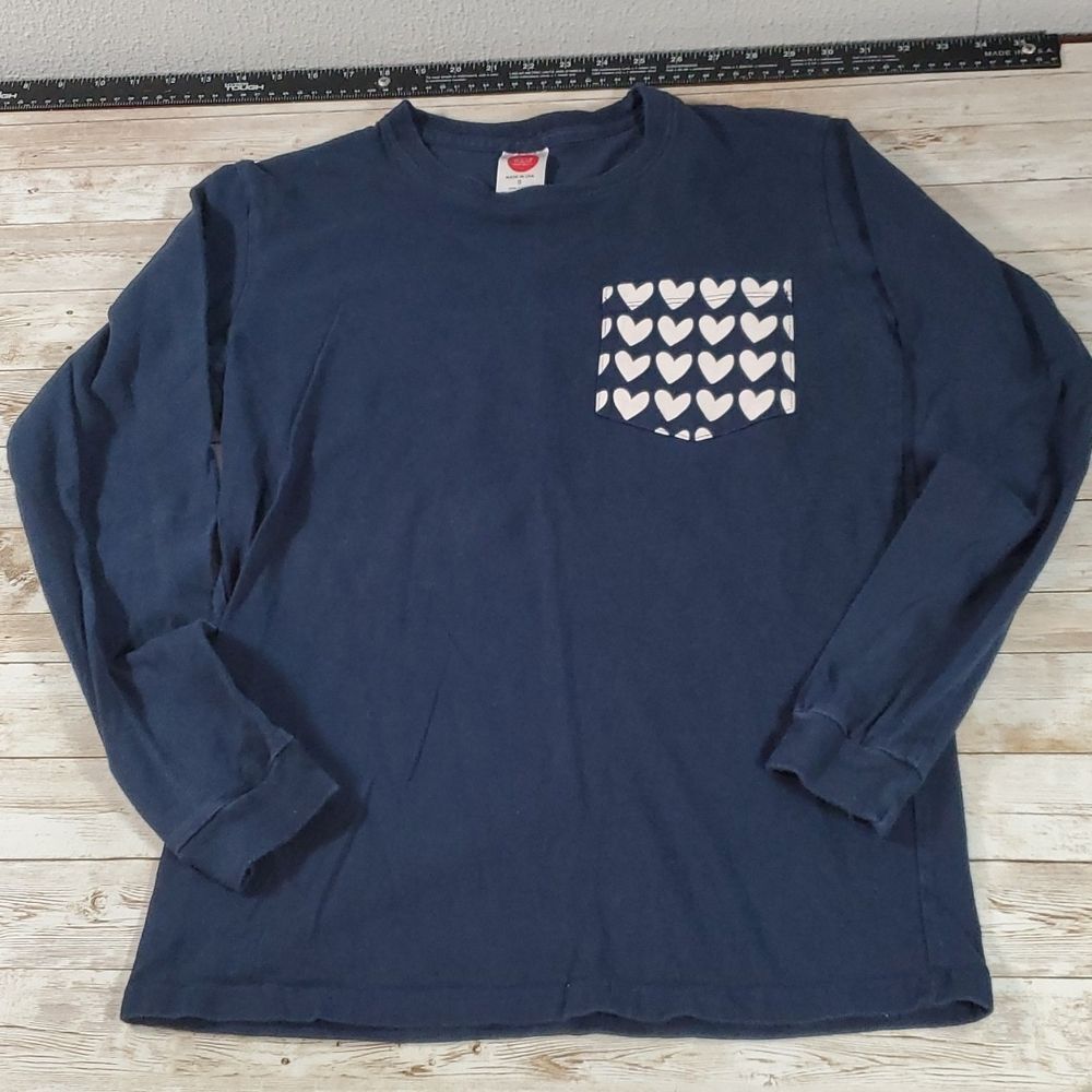 Love Your Melon Long Sleeve TeeâShirt T-Shirt Chest Pocketâ Hearts Small